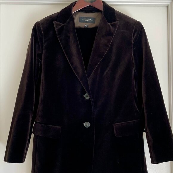 Max Mara Weekend Velvet Blazer & Trouser Set | Two-Piece Suit | Brown - Picture 1 of 7